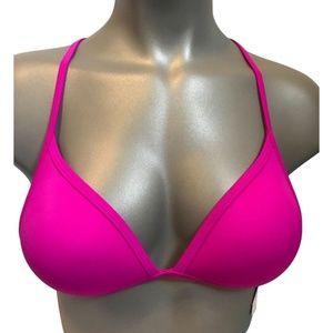 Victoria's Secret PINK Dark Pink Racerback Push-Up Triangle Swim Top L